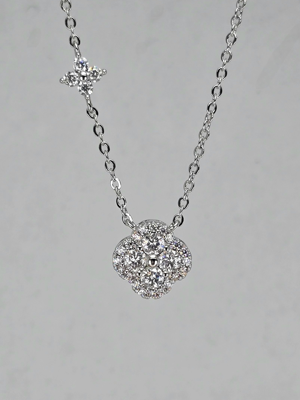 14k Gold-Filled Moisanite Floral Cluster Pendant Necklace - Picture 1 of 1